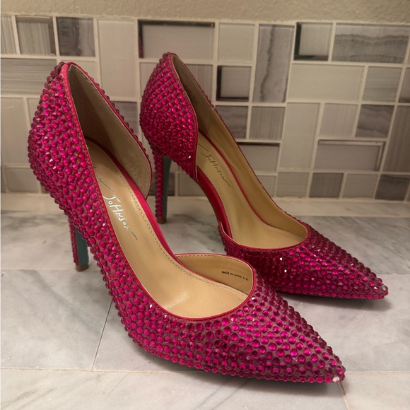 Betsy Johnson Pink Rhinestone Heels - Picture 6 of 6